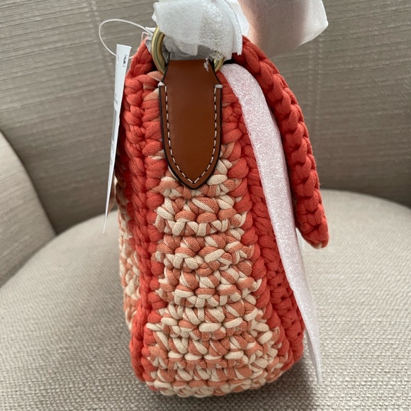 Coach Soft Tabby Shoulder Bag With Crochet in Faded Orange Multi New - Picture 12 of 15